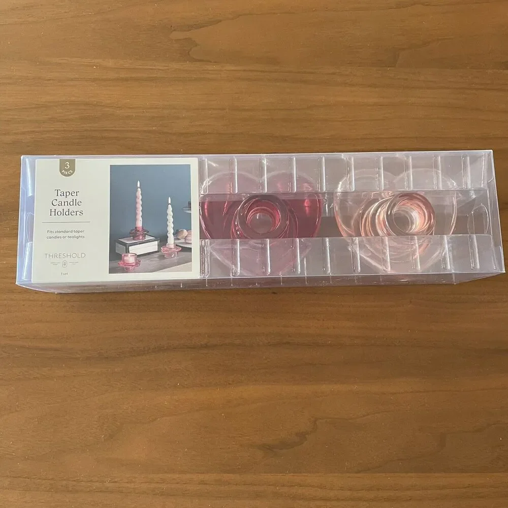 3pk Glass Heart Candle Holders